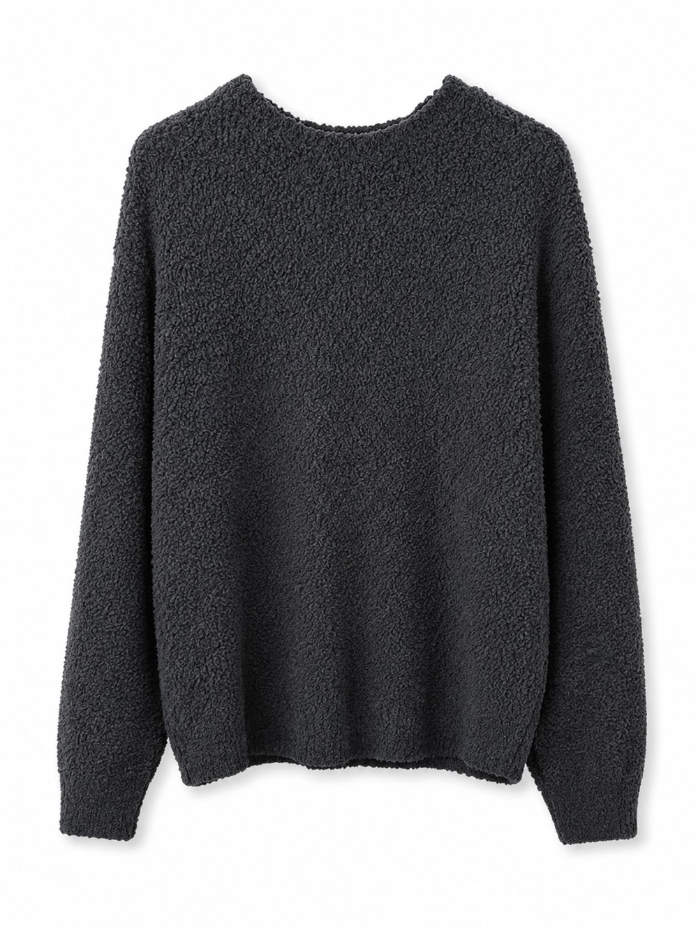 SKIMS Black Bouclé Teddy Fleece Crewneck Pullover Sweater S/M